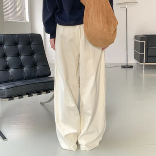 Pleated wide-leg elastic waist pants