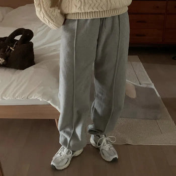 Fleece-lined 2-way drawstring hem sweatpants