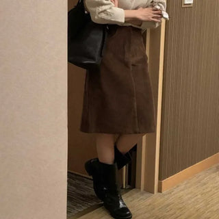 Corduroy H-line midi skirt (2c)