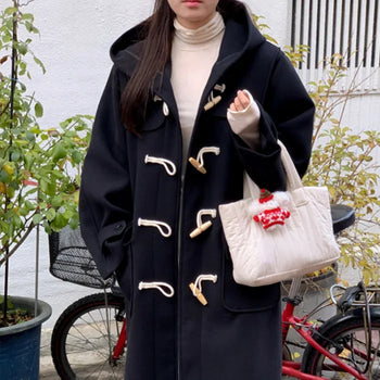 Net Hooded Duffle Long Coat (2c)
