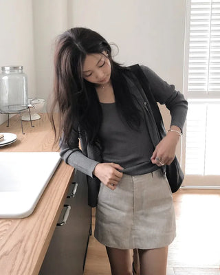 Linen mini skirt pants