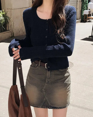 Vintage Wash Denim Skirt