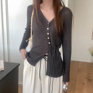 Ribbed wrap cardigan