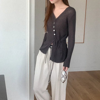 Ribbed wrap cardigan