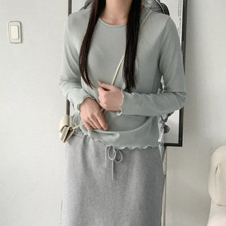 Waffle long-sleeved T-shirt