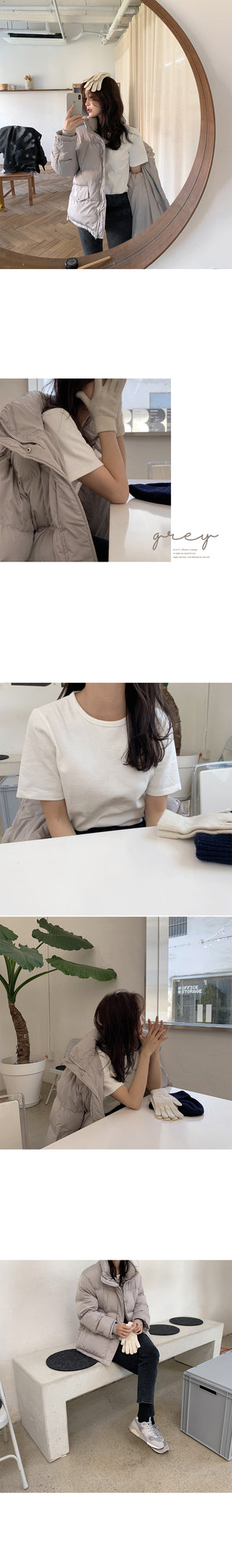 Warm, brushed-back short-sleeved T-shirt (4 colors)