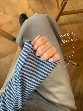Long-sleeved U-neck ribbed striped T-shirt