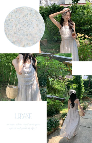 Flower Chiffon Long Mini Camisole Dress