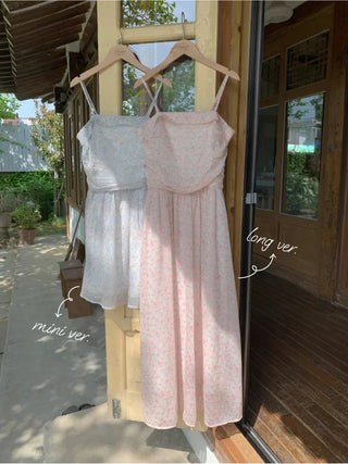 Flower Chiffon Long Mini Camisole Dress