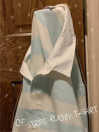 Loose-fit striped long-sleeved colored T-shirt