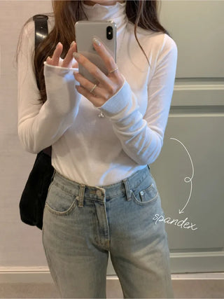 Spandex frill inner turtleneck