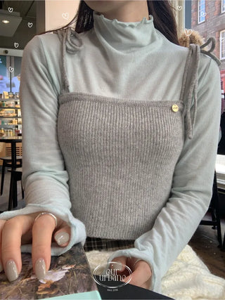 Spandex frill inner turtleneck