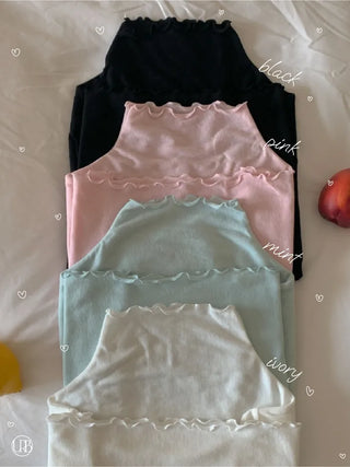 Spandex frill inner turtleneck