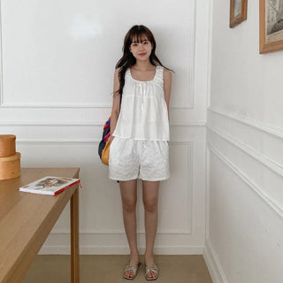 Atilyn Shirred Ribbon Sleeveless