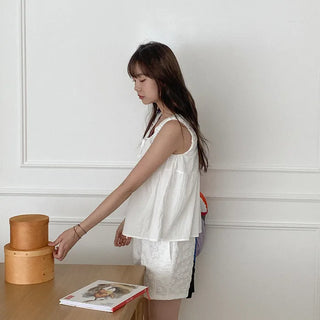 Atilyn Shirred Ribbon Sleeveless