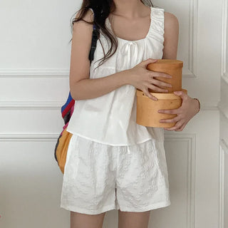 Atilyn Shirred Ribbon Sleeveless