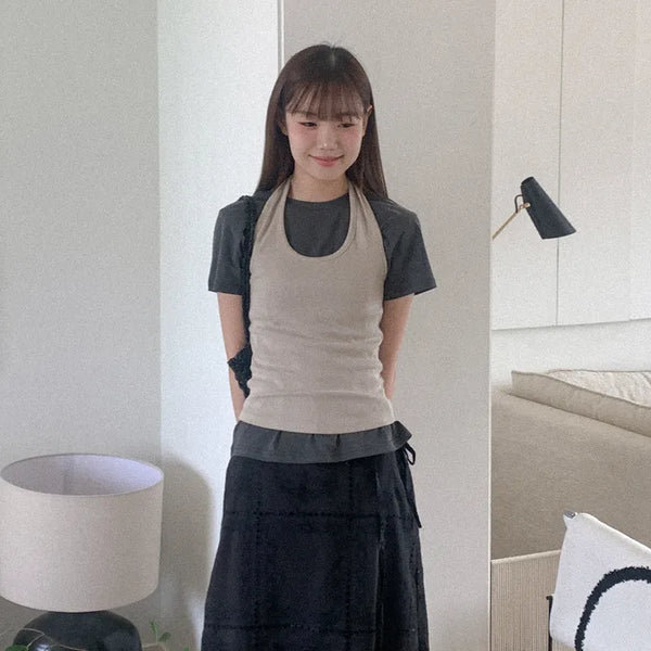 Cotton halter sleeveless top