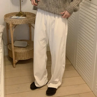 Velour ribbed elastic waist pants