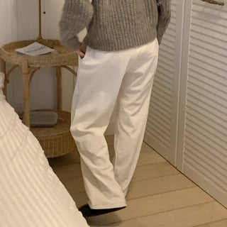 Velour ribbed elastic waist pants
