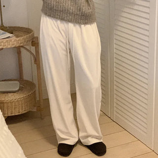 Velour ribbed elastic waist pants