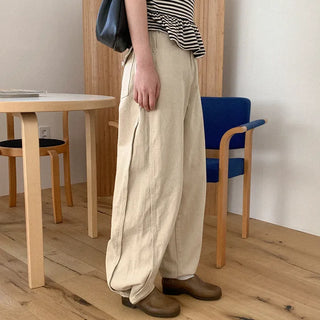 Wide side buckle chino pants