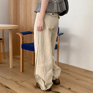 Wide side buckle chino pants