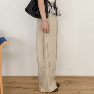 Wide side buckle chino pants