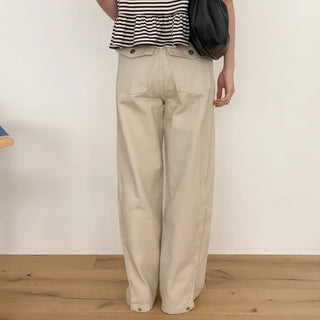 Wide side buckle chino pants