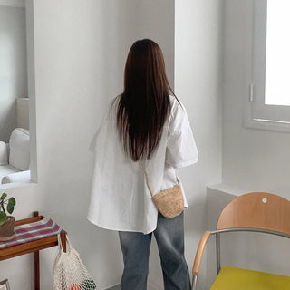 Cotton oversized short-sleeved shirt