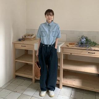 Balloon side buckle chino pants