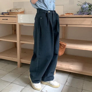 Balloon side buckle chino pants