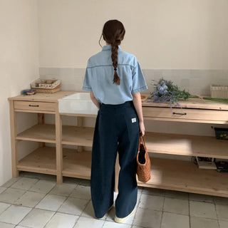 Balloon side buckle chino pants
