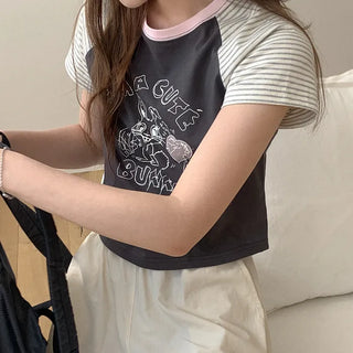 Printed raglan cropped t-shirt