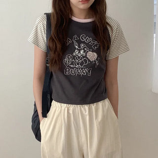 Printed raglan cropped t-shirt
