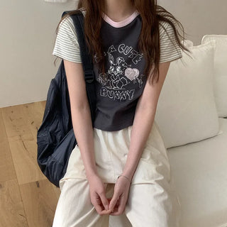 Printed raglan cropped t-shirt