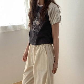 Printed raglan cropped t-shirt