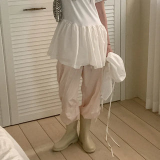 Nylon string elastic waist pants