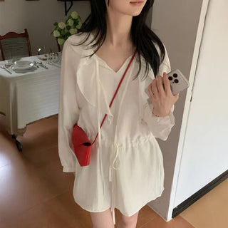See-through elastic ribbon frill mini dress