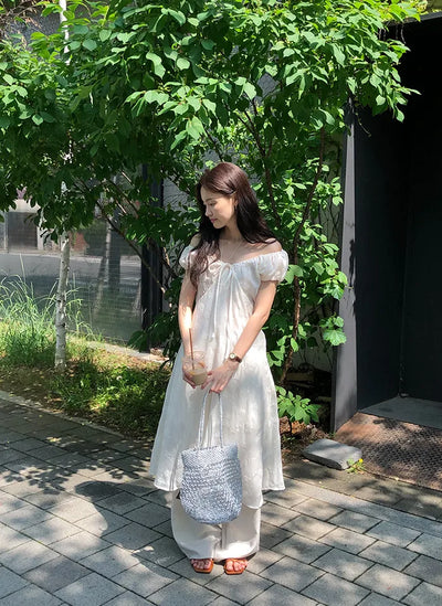 Stitched off-shoulder dress