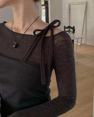 See-through long-sleeved knit