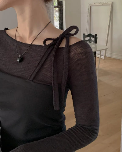 See-through long-sleeved knit