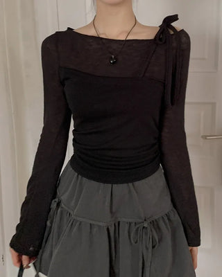 See-through long-sleeved knit