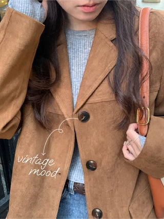 Oversized half-suede jacket