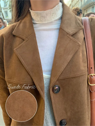 Oversized half-suede jacket