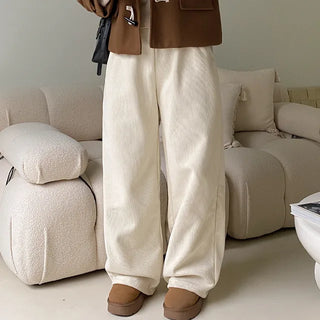Brushed corduroy wide-leg training pants