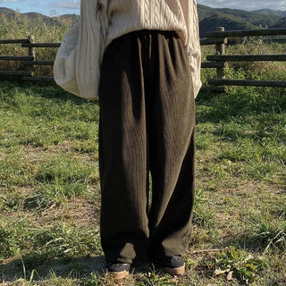 Brushed corduroy wide-leg training pants