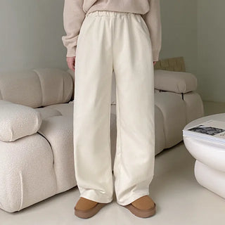 Brushed corduroy wide-leg training pants