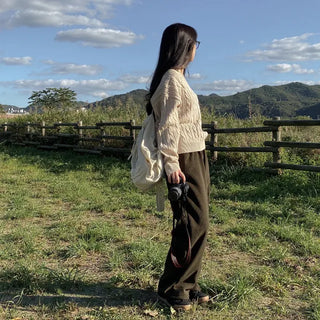 Brushed corduroy wide-leg training pants