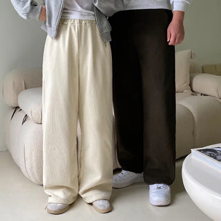 Brushed corduroy wide-leg training pants