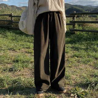 Brushed corduroy wide-leg training pants